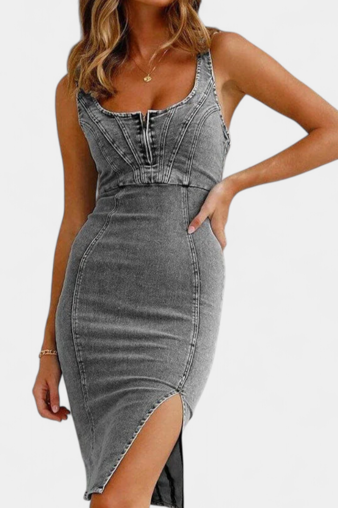 Janessa™ | Vestido Denim Tirantes