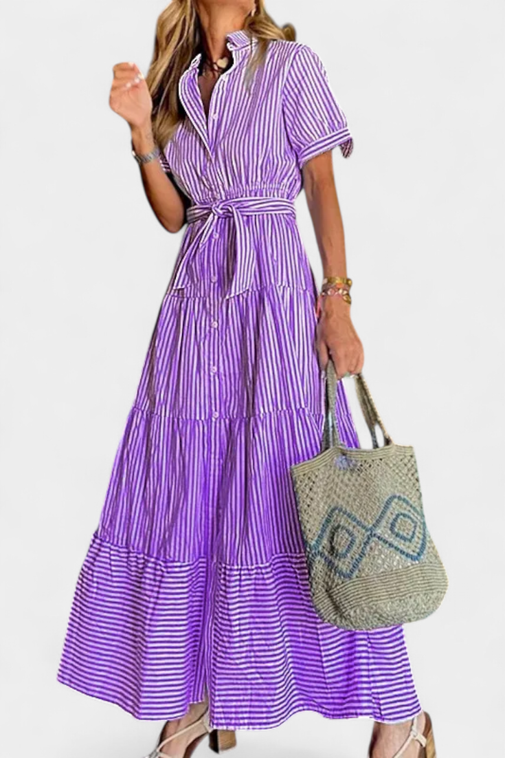 Maya™ | Vestido Camisero Rayas
