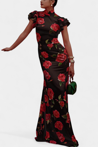 Mayra™ | Vestido Qipao Rosas