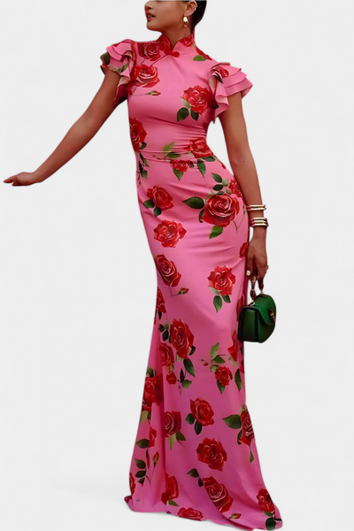 Mayra™ | Vestido Qipao Rosas