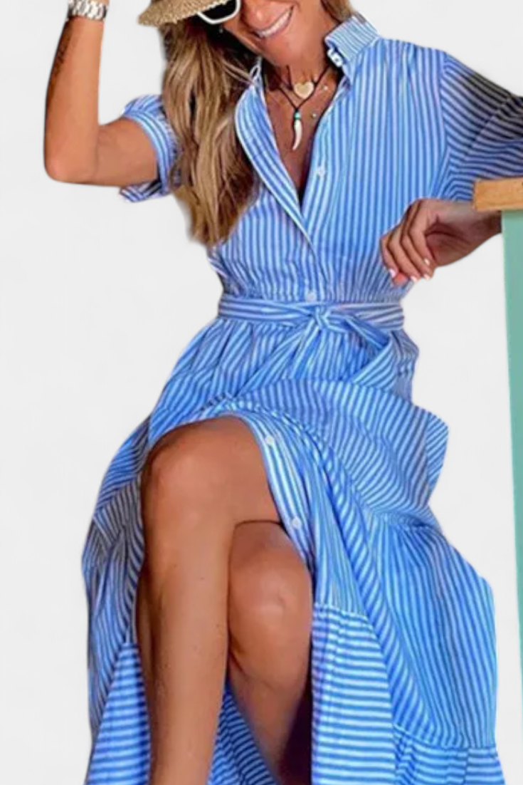 Maya™ | Vestido Camisero Rayas
