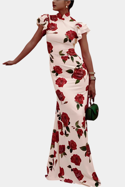Mayra™ | Vestido Qipao Rosas