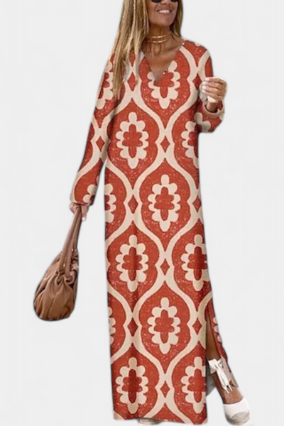 Brisa™ | Vestido Geométrico Largo