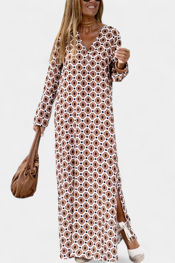 Brisa™ | Vestido Geométrico Largo