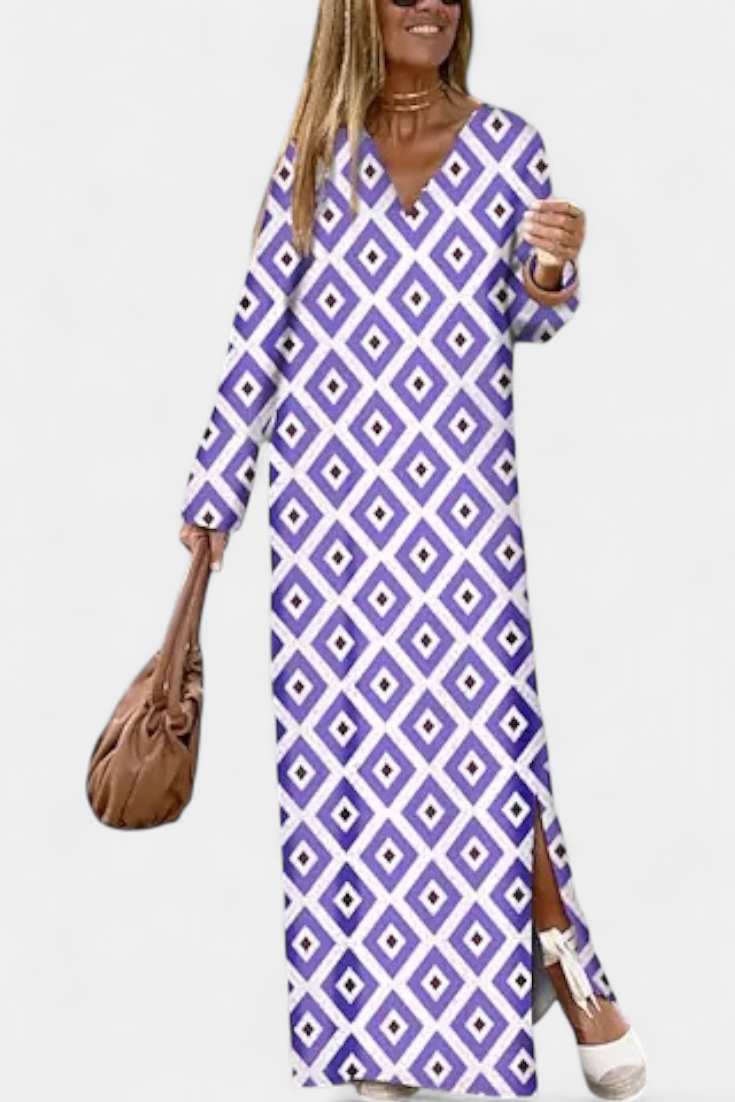 Brisa™ | Vestido Geométrico Largo