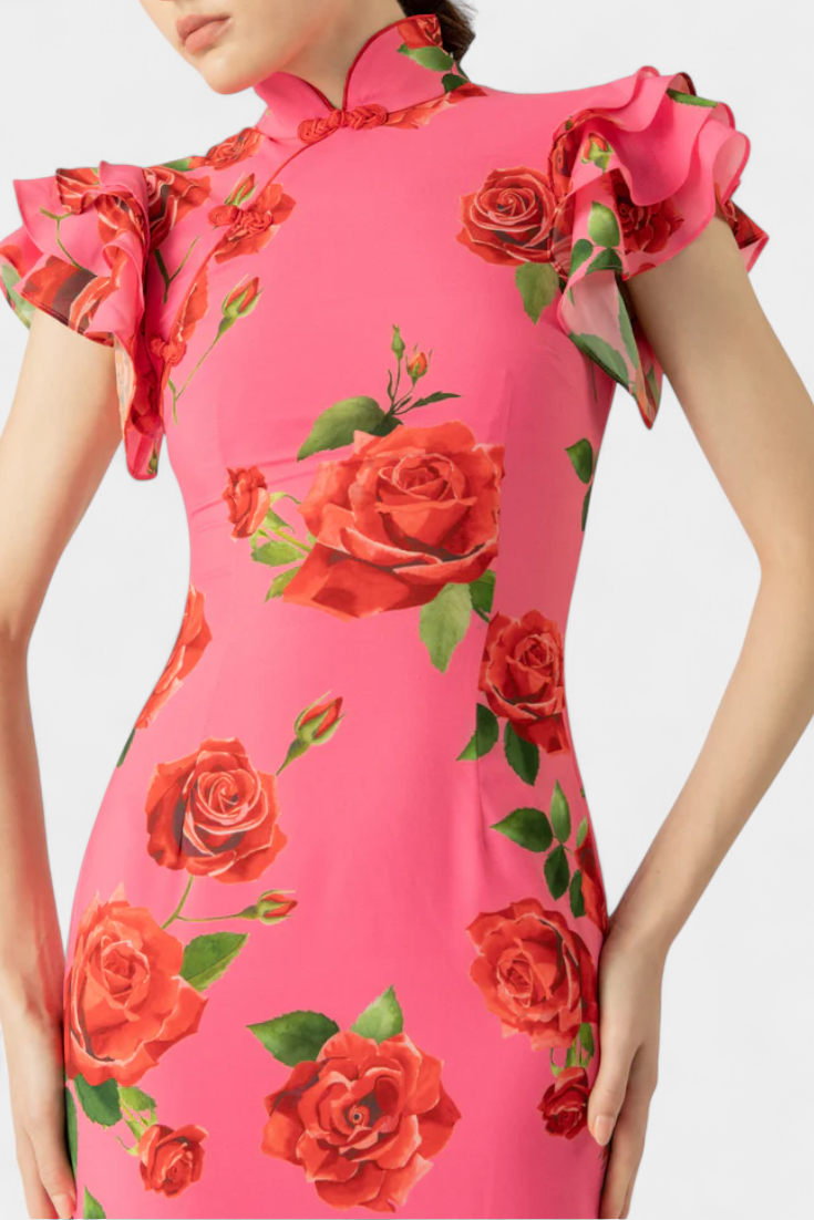 Mayra™ | Vestido Qipao Rosas