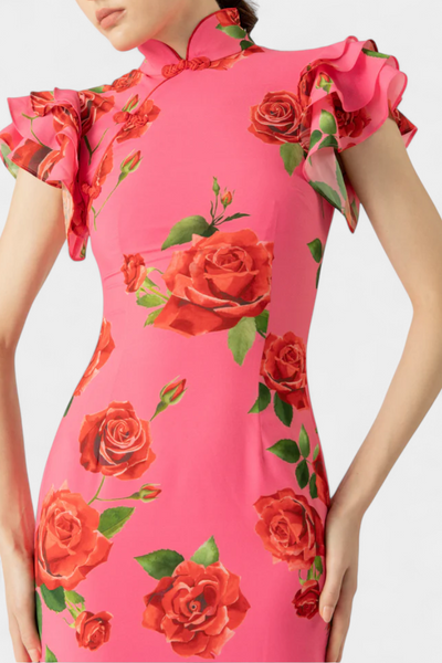 Mayra™ | Vestido Qipao Rosas