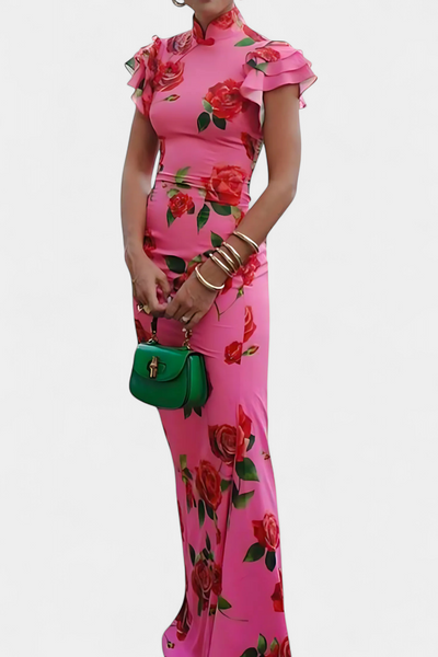 Mayra™ | Vestido Qipao Rosas